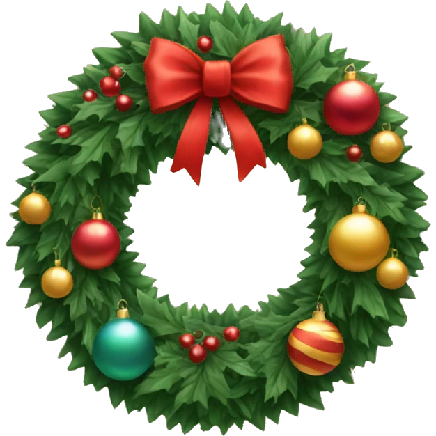 christmas wreath with ornaments  emoji