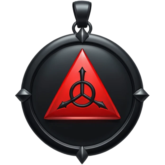 iOS sticker, dark fantasy amulet, black base, red symbol, minimal emoji