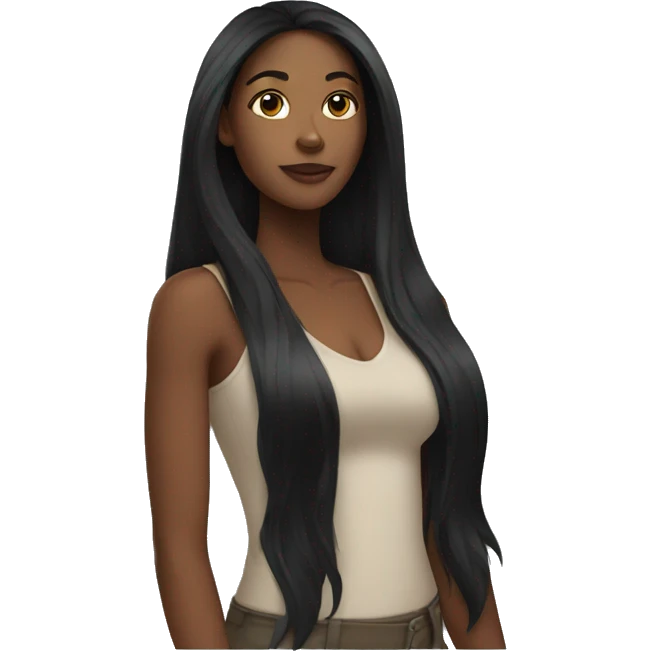 a black woman with long hair emoji