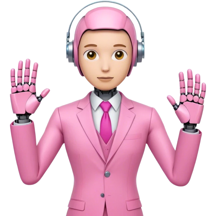 robotic human office worker in all pink suit emoji