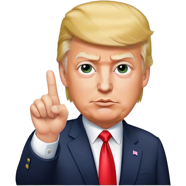 Super realistic Donald Trump pointing index finger up, realistic face emoji