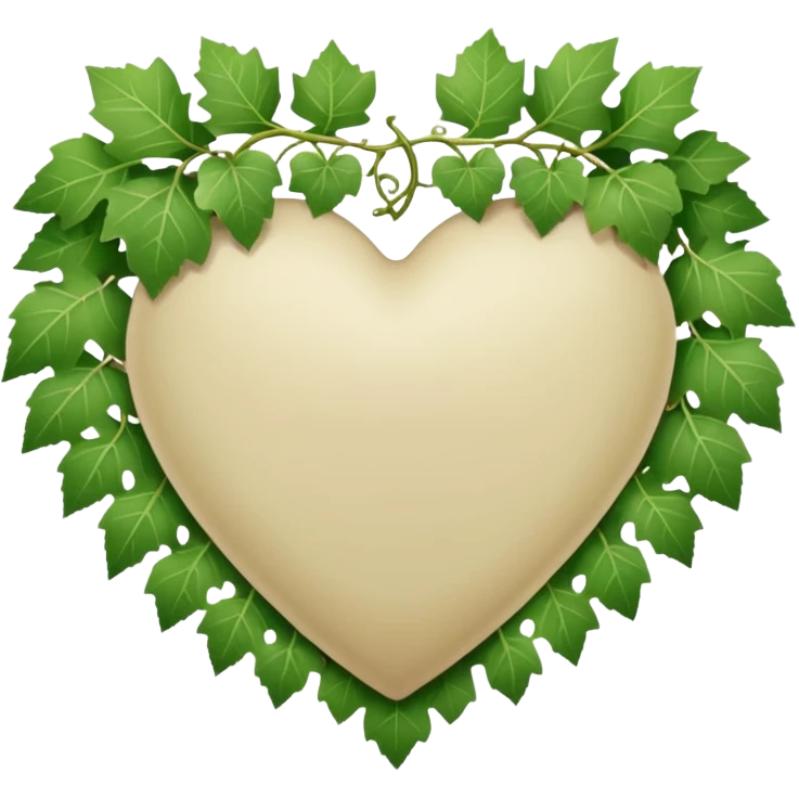 Pale beige heart with the grape Ivy emoji