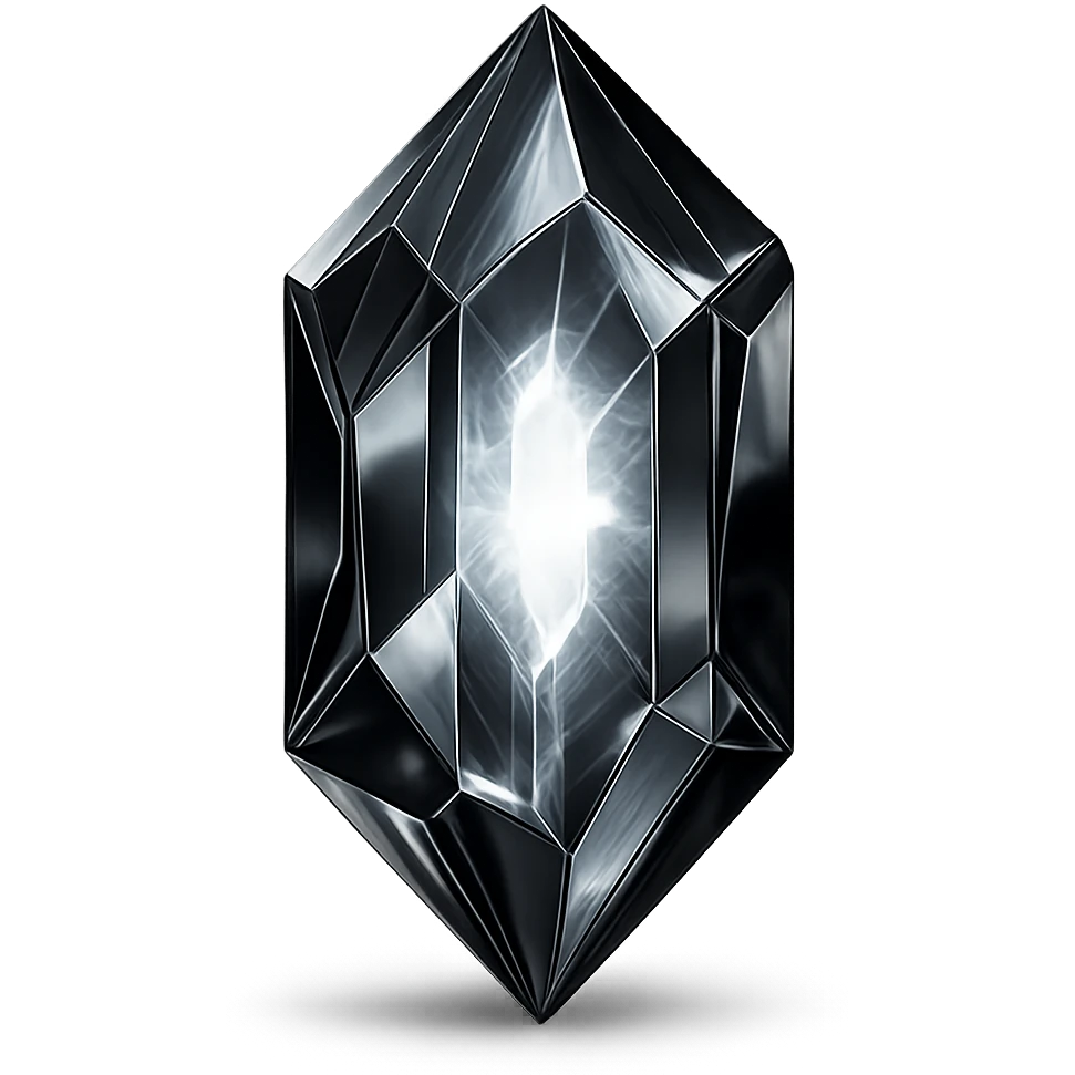 energy crystal faceted and shining with internal energy, chrome style emoji