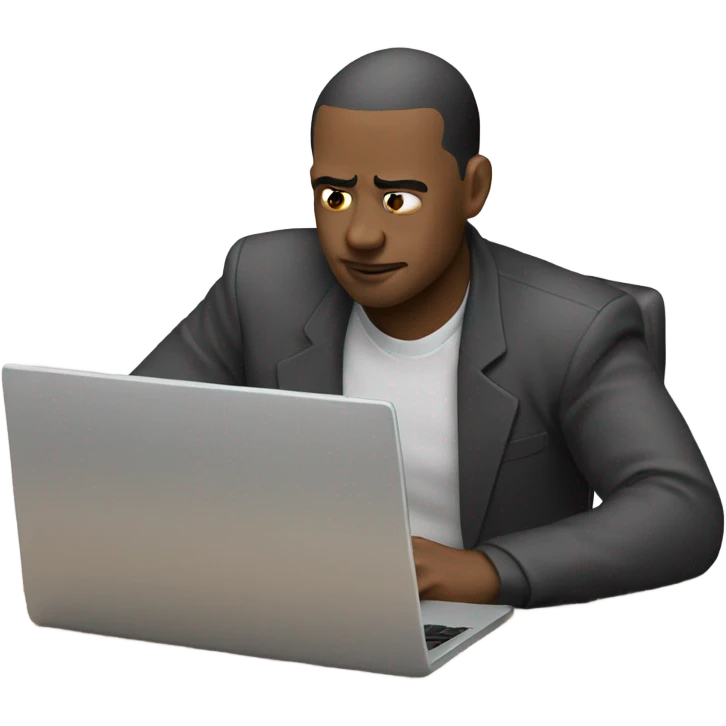 man with a laptop which has crystall ball on the ba emoji