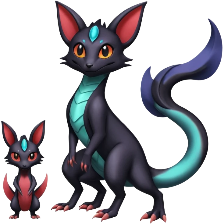 Shiny Salandit-Umbreon-Genet-Noivern-Noibat-Hybrid (Full body) emoji