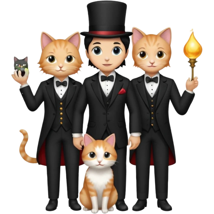 magician couple and their pet cat emoji