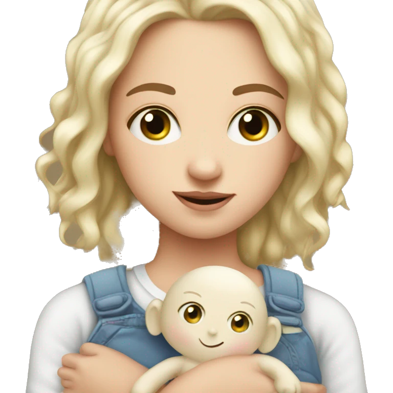 little white girl with baby human plushy emoji