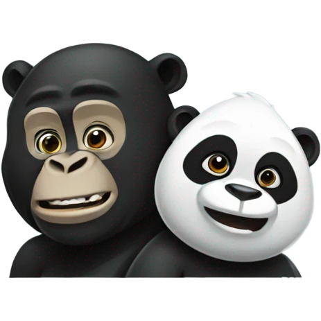 Panda and a gorilla playing  emoji