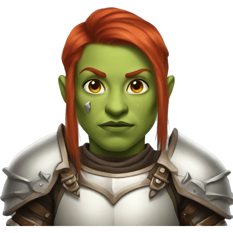 orc redhead with heavy white armor fantasy emoji