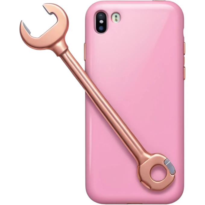 pink girly cellphone with a cute wrench emoji