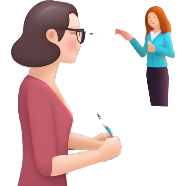 teacher is a woman with a pointer emoji