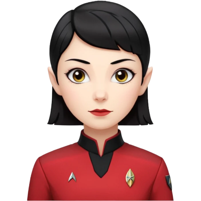 female Vulcan with short black hair in Starfleet red uniform (Star Trek) no green face emoji