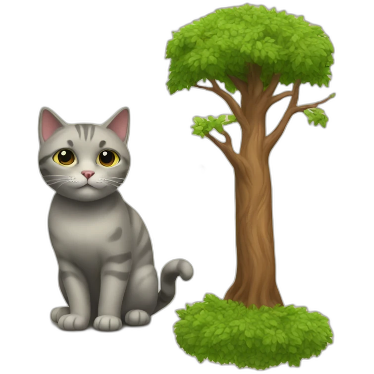Cat and the tree emoji