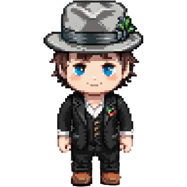 white boy minikin in a black fedora emoji