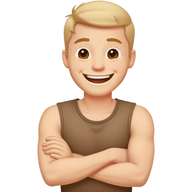 Arms crossed holding neck laughing guy emoji