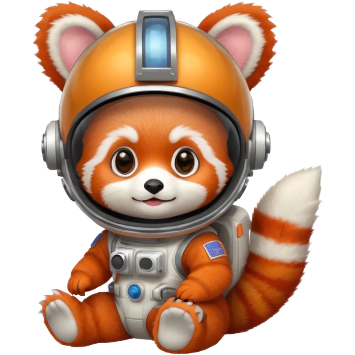 baby cute red panda in astronaut helmet emoji