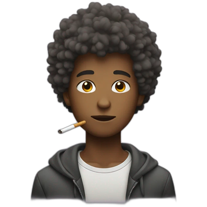 Boy has a fluffy hair smoking emoji