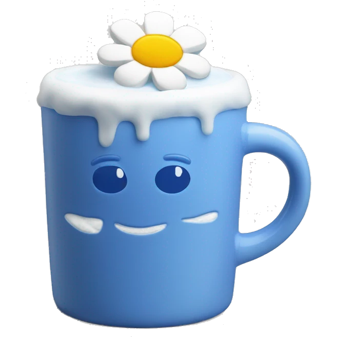 Blue flower mug with frothy foam  emoji