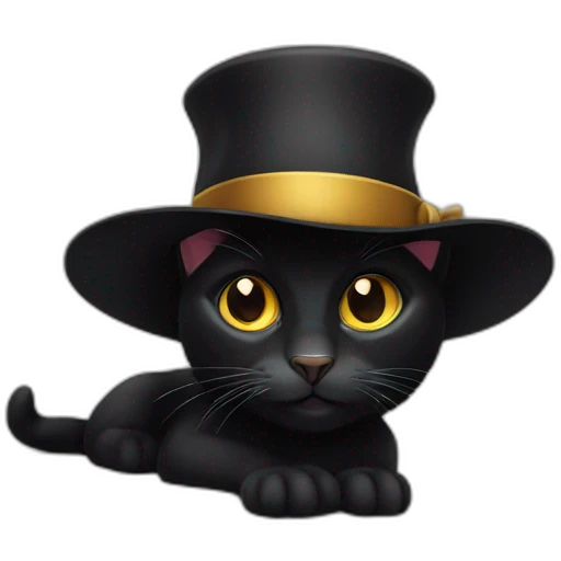 Black cat with hat emoji