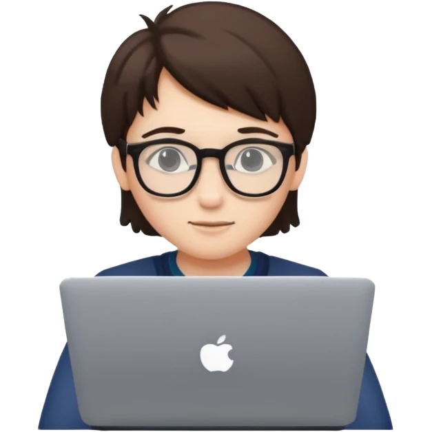 un estudiante con lentes y su laptop emoji