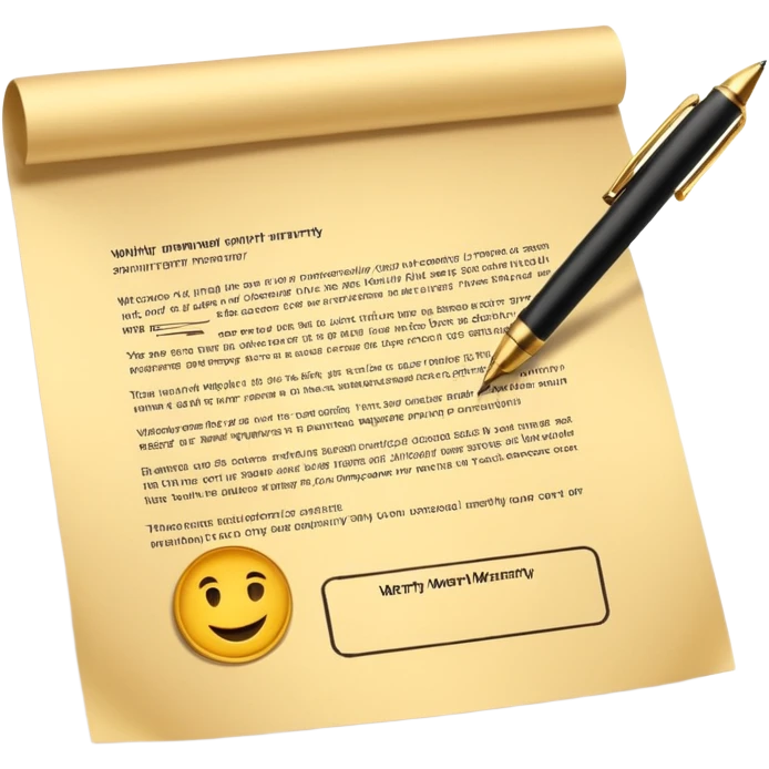 Professional warranty contract golden paper signed emoji