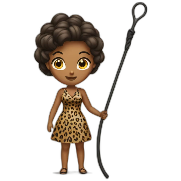 Woman in loepard dress with a whip emoji