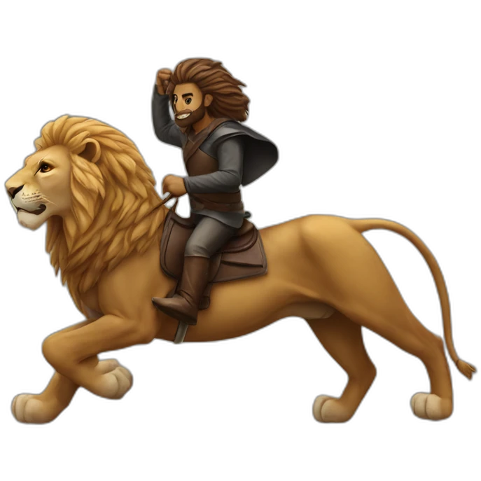 Lion riding dark horse emoji
