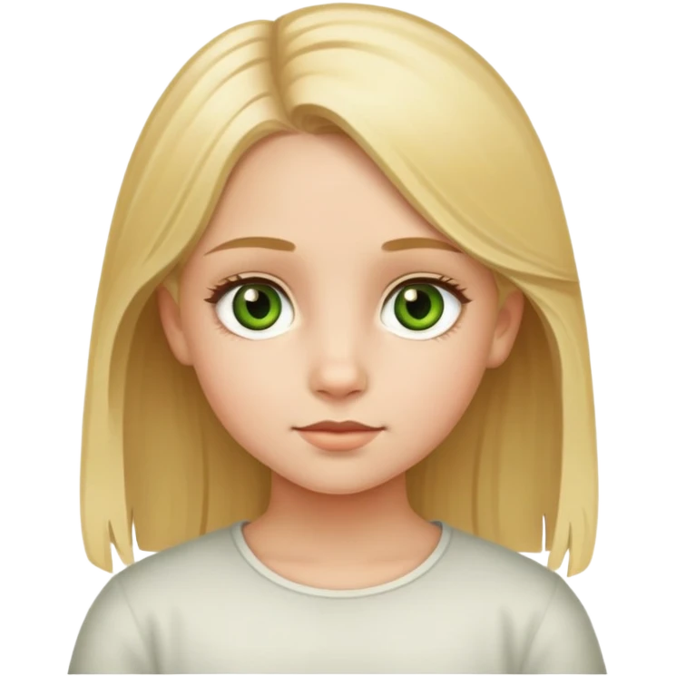 A girl with hazel green eyes blonde hair 10 years old  emoji