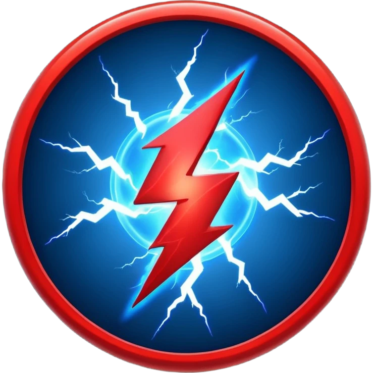 Red and blue lightening in a circle shape with effects emoji