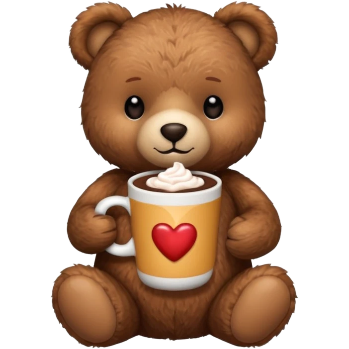Teddy bear holding cup of hot chocolate  emoji