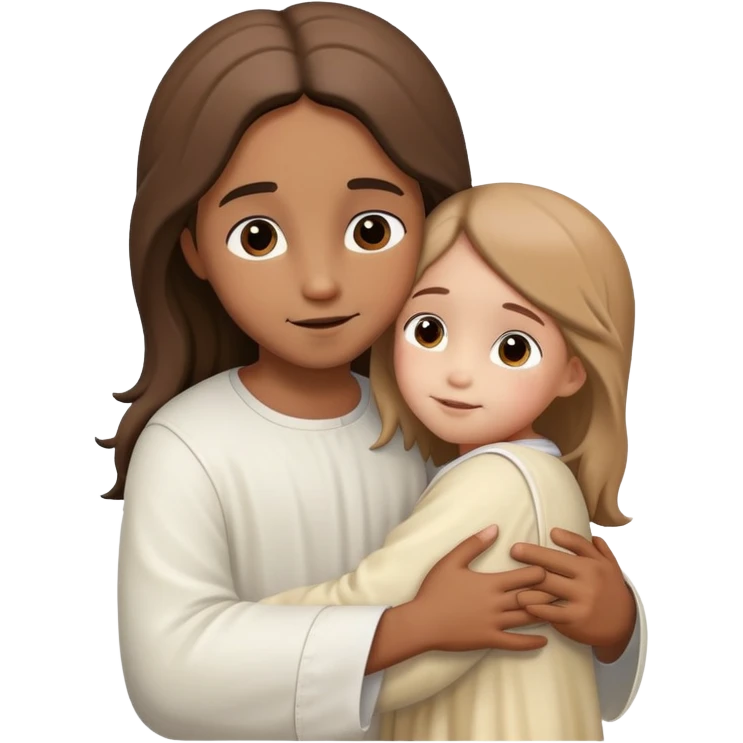 Little Girl hugging Jesus  emoji