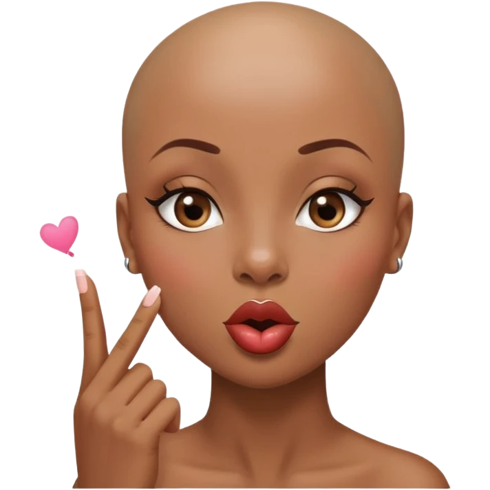 Bald head African American woman blowing a kiss emoji