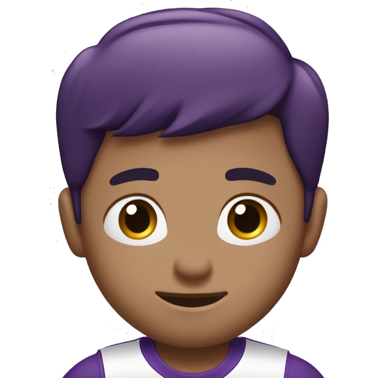 niño señalando con cara asombrado polo morado y short blanco emoji