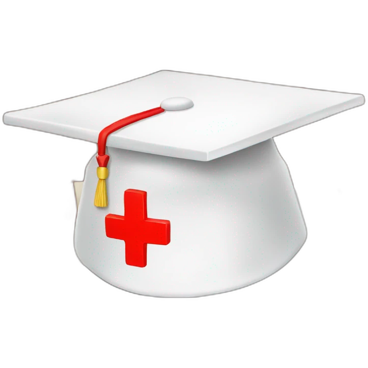 White Student cap with red medical cross On a stack of books emoji