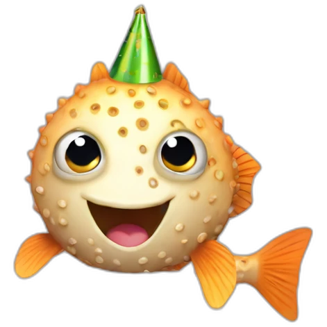 blowfish holding up happy birthday sign “Priya” emoji