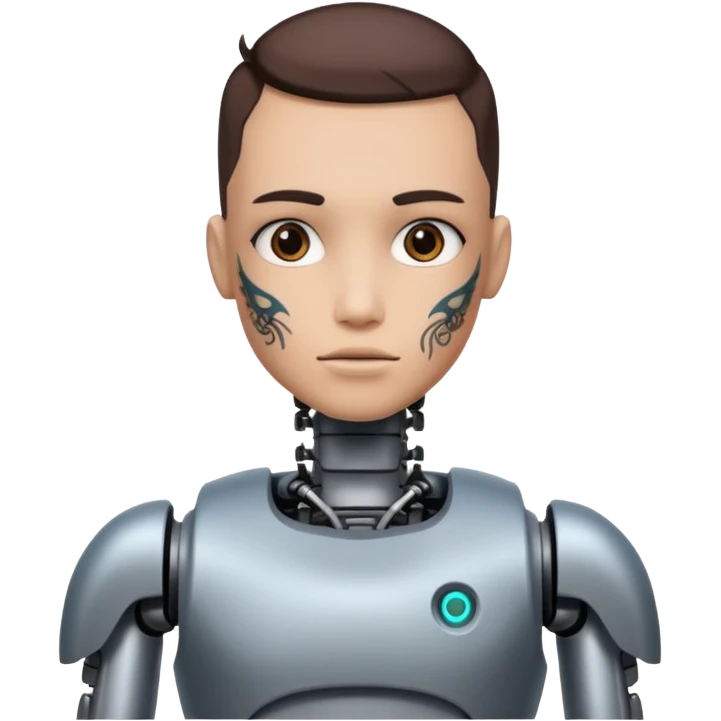 half robot with body tattoo emoji