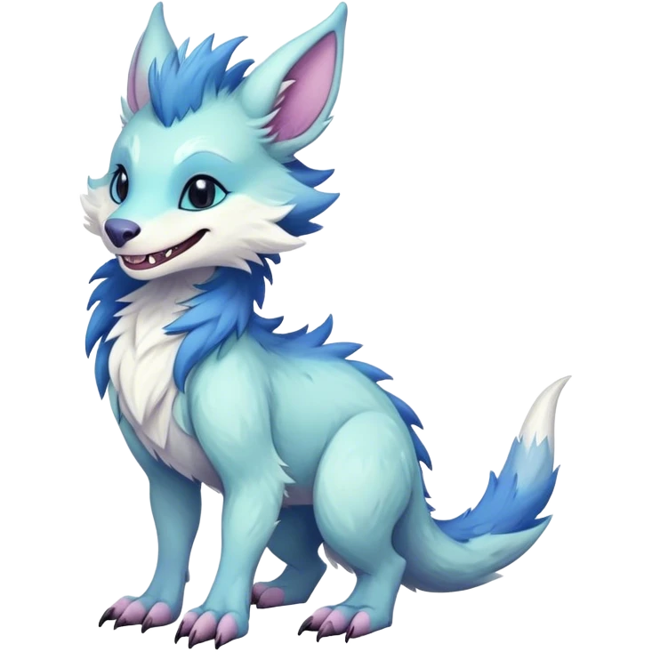Feral Rare Fantasy cute pastel Vernid-Sergal-animal-creature-hybrid by LiLaiRa, markings, tufted ears, full body emoji