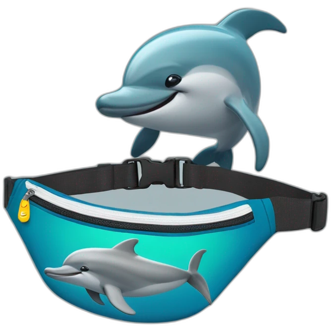 dolphin in a fanny pack with inscription grays emoji