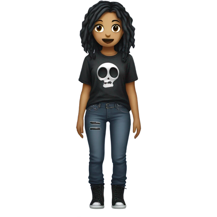 goth girl with baggy jeans and a band shirt emoji