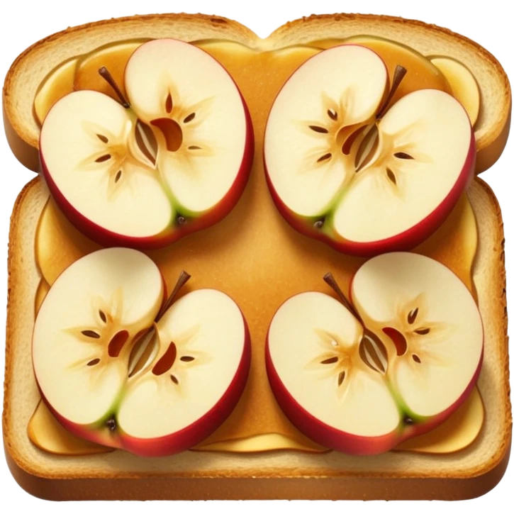 toast with apple slices on top, apples cut into thin wedges emoji