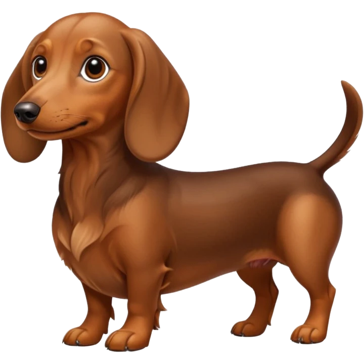 dachshund dog, long body, short legs, brown emoji