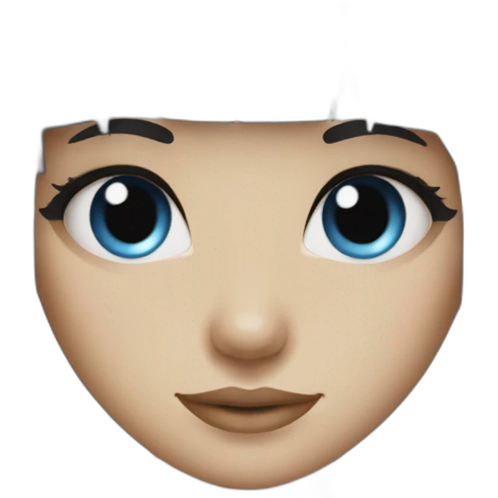 girl blue eyes with long black hair fringe emoji