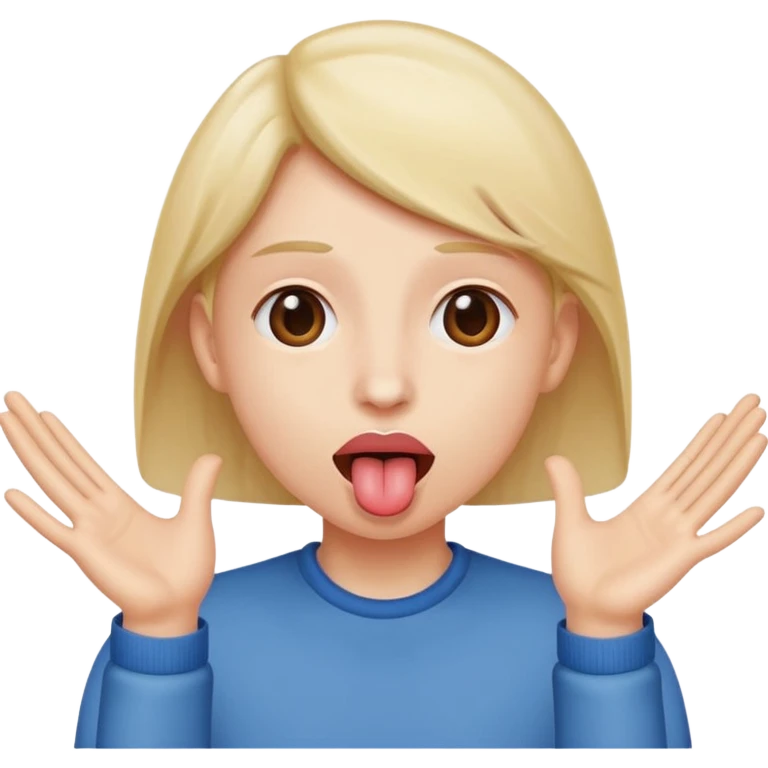 tongue sticking out with hands moving to the side emoji