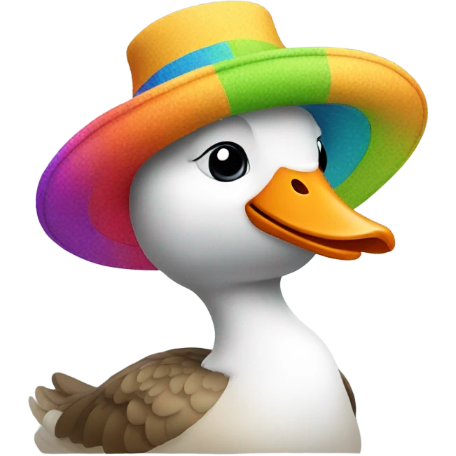 Goose wearing a spinner hat emoji