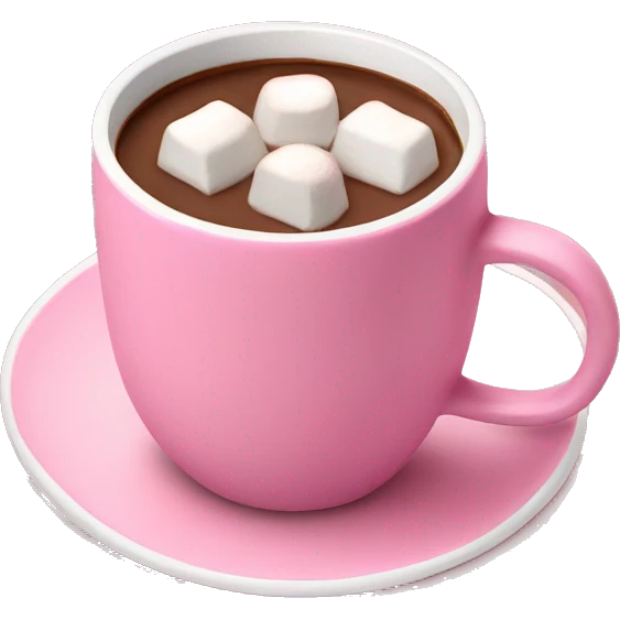 Hot chocolate with marshmallows in a little pink coffee cup emoji