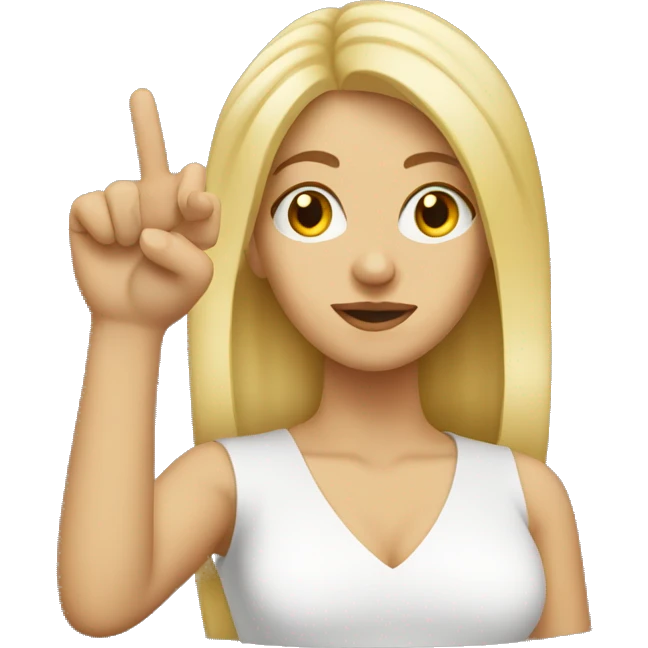 blonde woman with nose against finger emoji