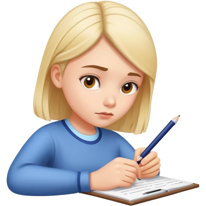 Una chica haciendo un examen  emoji