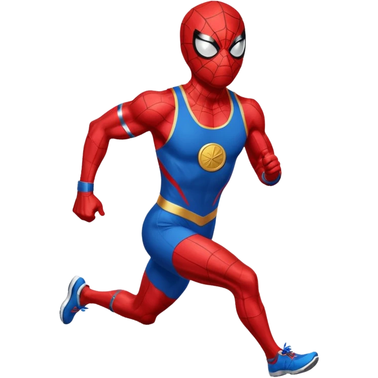 spiderman picking running a marathon with gold medal emoji