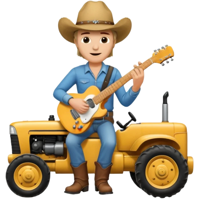 rock and roll farmer on a tractor, playing electric guitar emoji
