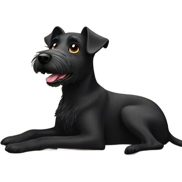 Black terrier dog on the beach emoji